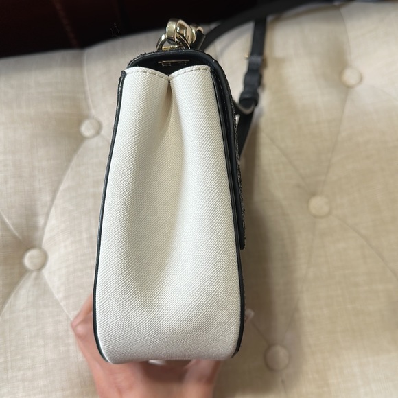 Kate Spade Cameron Street Glitter Small Byrdie in Black & White Crossbody - Picture 6 of 10
